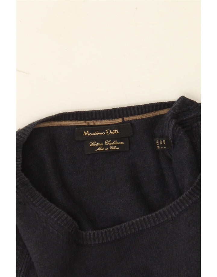 Maglione maglione girocollo da uomo Massimo Dutti grande cotone blu navy