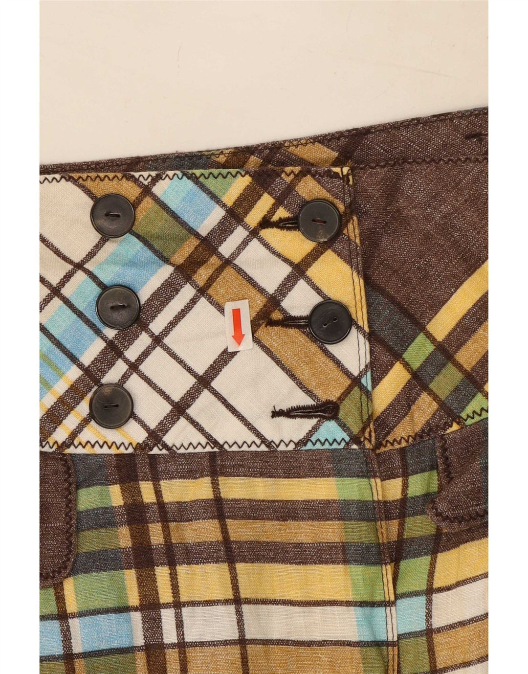 Gonna a portafoglio da donna Zara piccola W26 in lino scozzese marrone