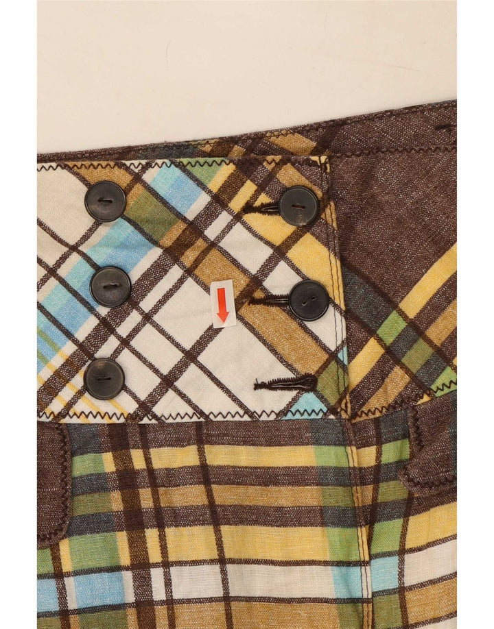Gonna a portafoglio da donna Zara piccola W26 in lino scozzese marrone