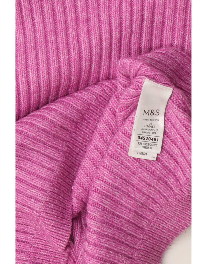 Maglione maglione girocollo da donna Marks & Spencer UK 10 piccolo poliestere rosa