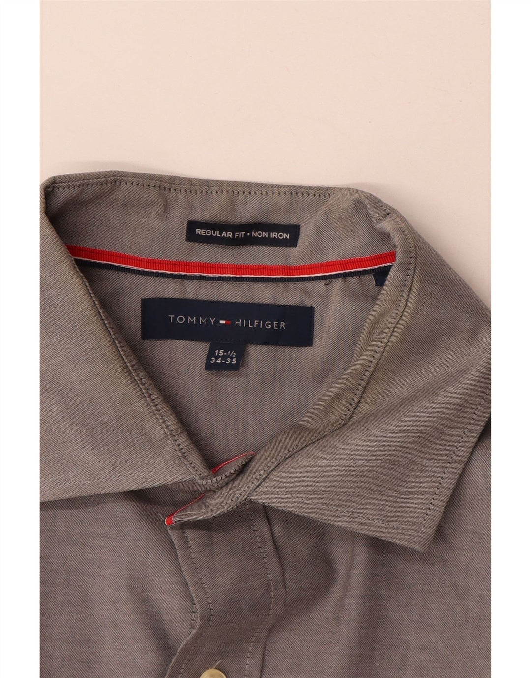 Camicia da uomo vestibilità regolare Tommy Hilfiger taglia 15 1/2 cotone grigio medio