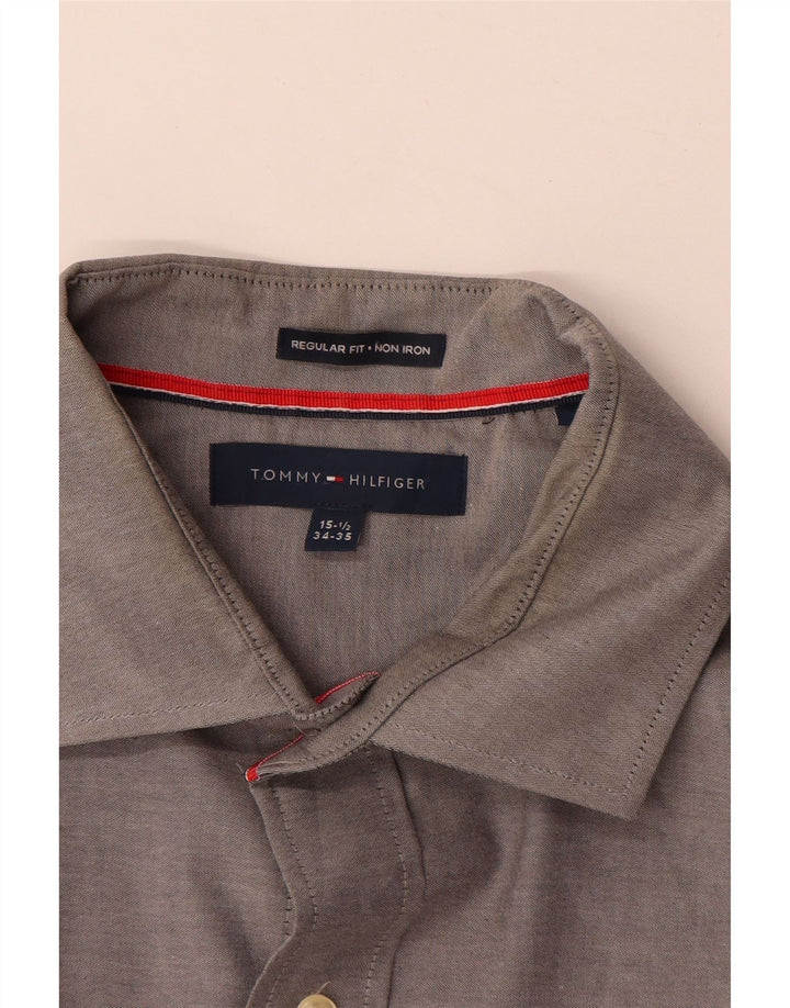 Camicia da uomo vestibilità regolare Tommy Hilfiger taglia 15 1/2 cotone grigio medio