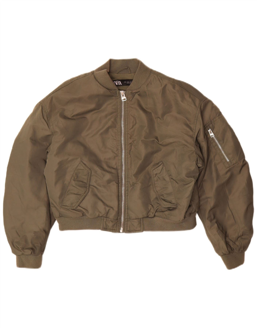 Giacca da aviatore da volo oversize corta da donna Zara UK 14 media cachi