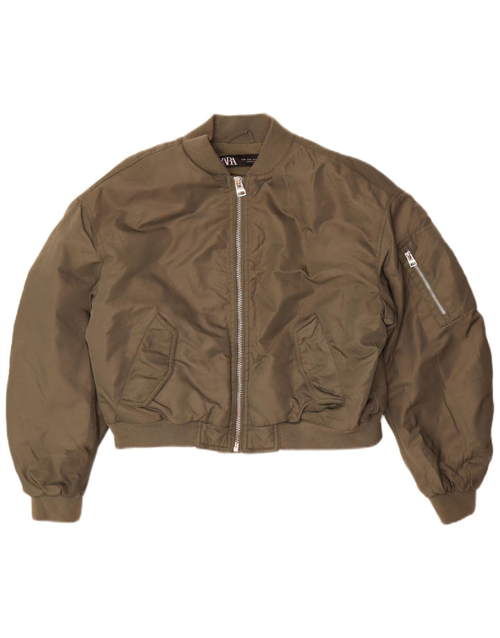 Giacca da aviatore da volo oversize corta da donna Zara UK 14 media cachi