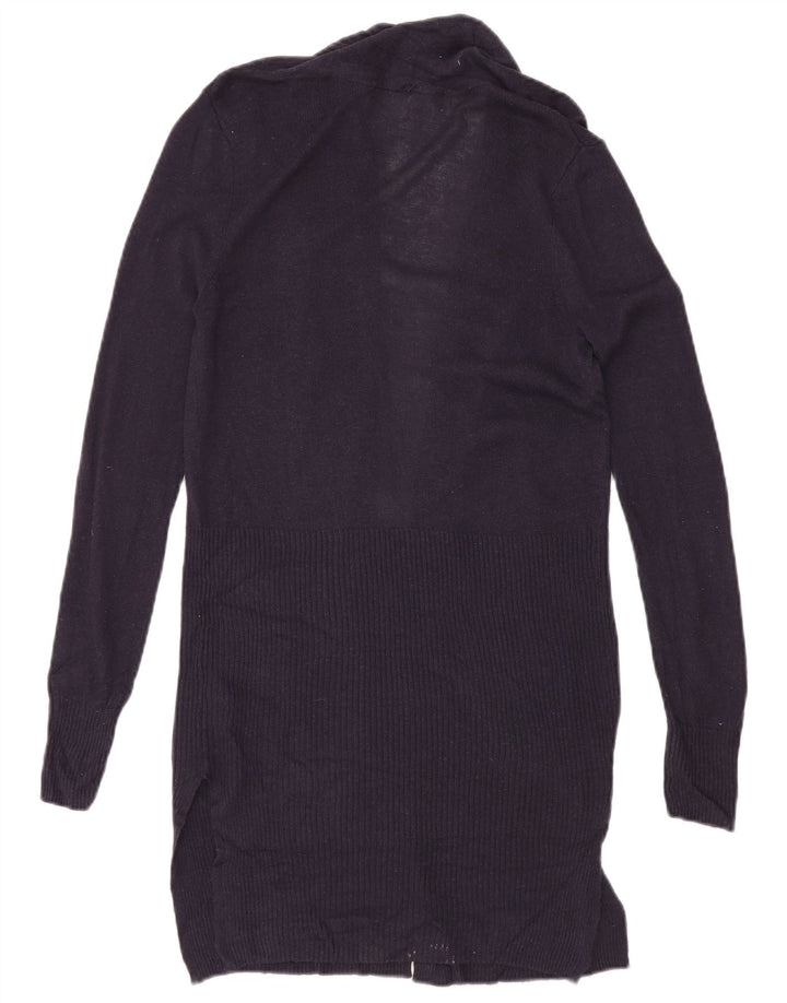 MARKS & SPENCER Maglione cardigan lungo da donna UK 10 piccolo blu navy