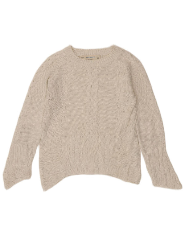 Maglione Zara da donna con scollo a barca UK 10 piccolo acrilico bianco