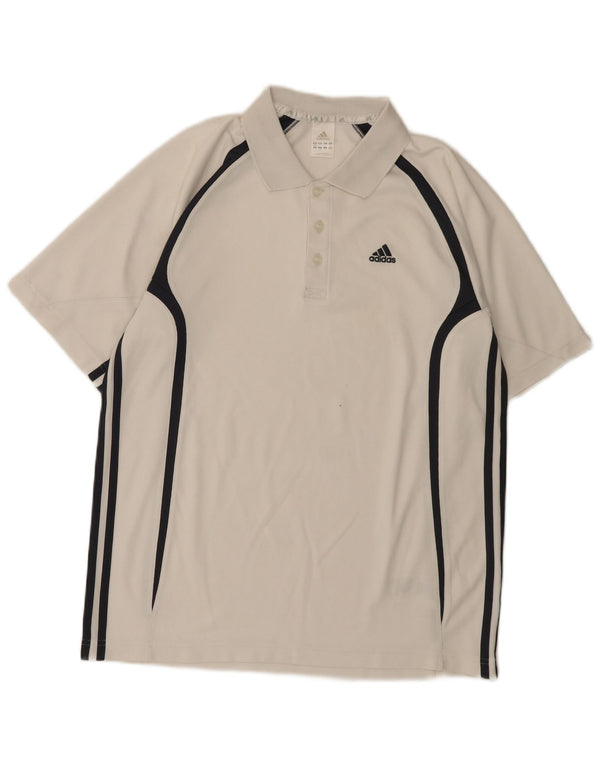 Polo Adidas Climalite da uomo UK 38/40 Medium White Colourblock