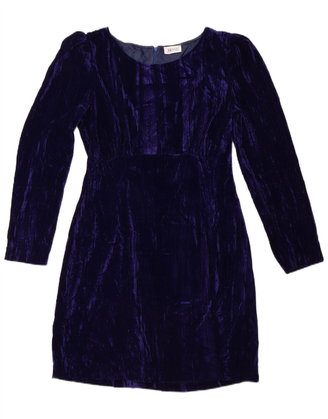 B.ONE Abito tubino in velluto a maniche lunghe da donna UK 14 Grande poliestere blu