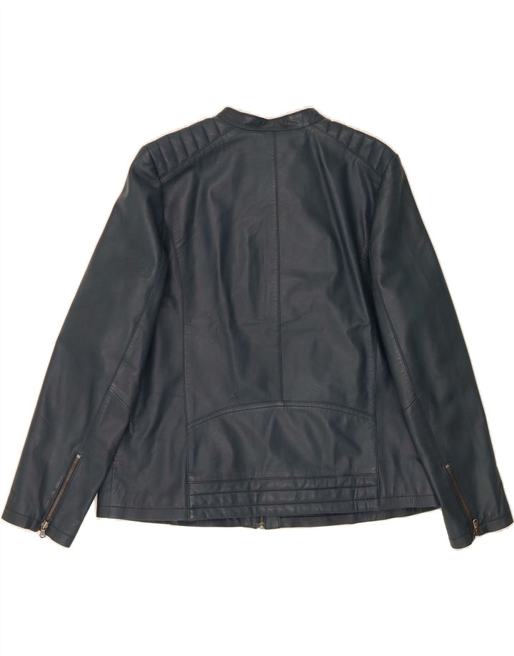 Giacca in pelle da donna VINTAGE UK 20 2XL Pelle blu
