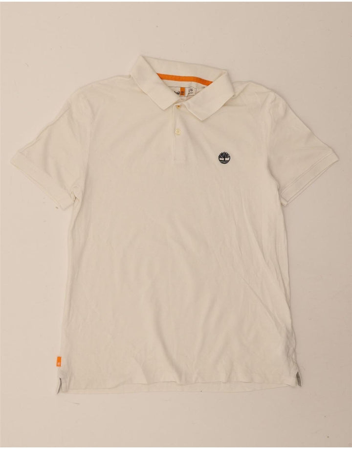 Polo Timberland da uomo slim fit grande in cotone bianco