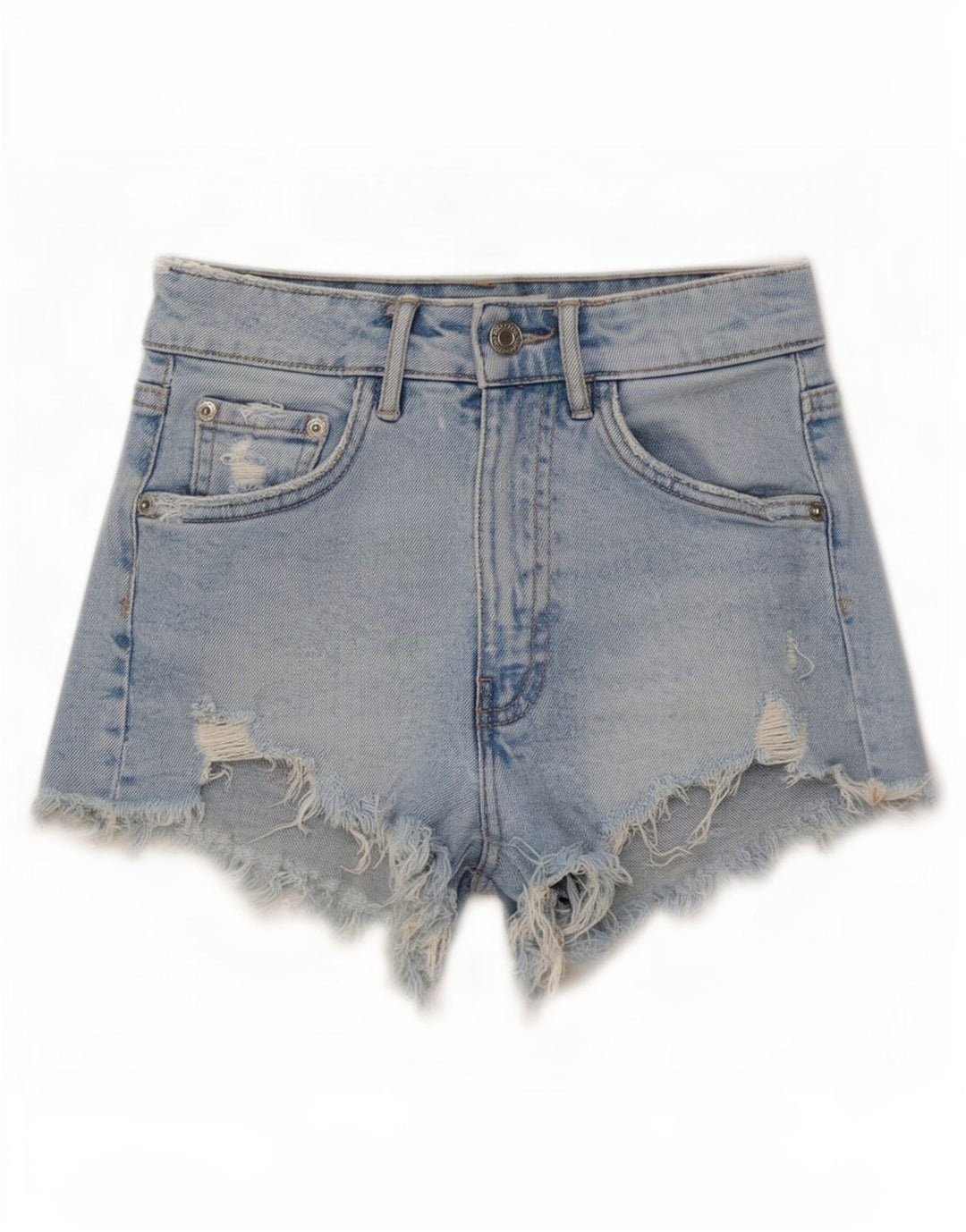 Pantaloncini in denim invecchiato Zara da donna EU 32 2XS W22 Blu