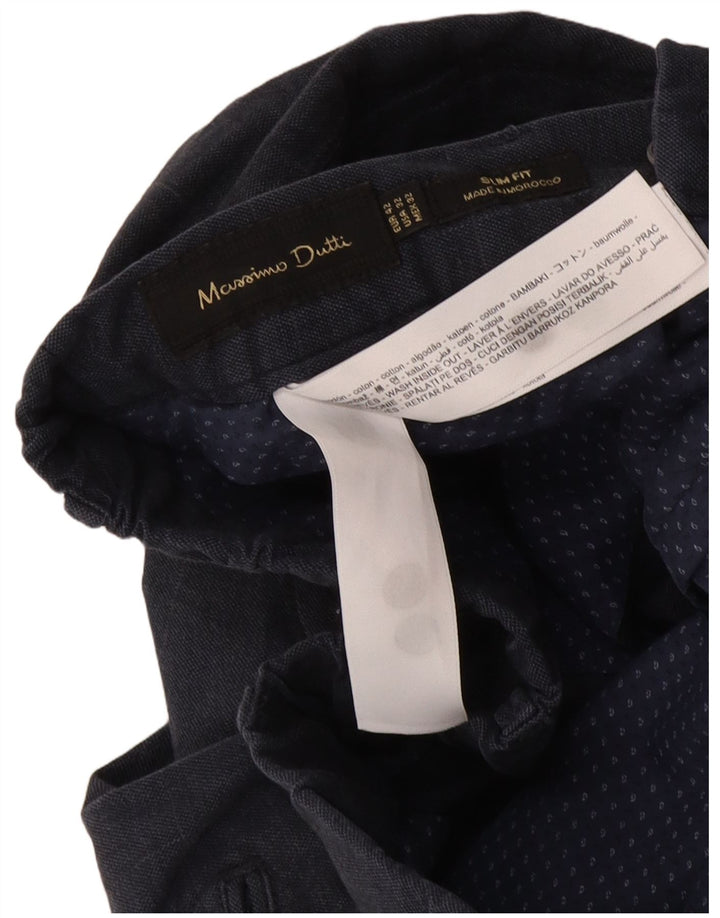 Pantaloni chino da uomo Massimo Dutti EU 42 Large W32 L29 Blu navy a quadri