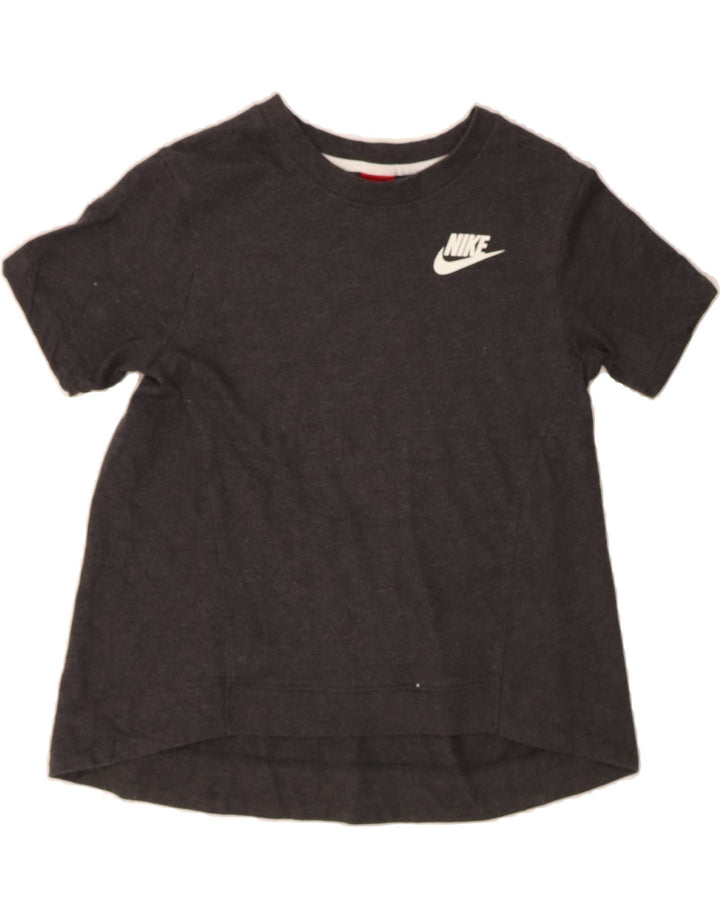 NIKE Womens Short Sleeve Sweatshirt Jumper UK 10 Small Grey Polyester Vintage Nike and Second-Hand Nike from Messina Hembry 