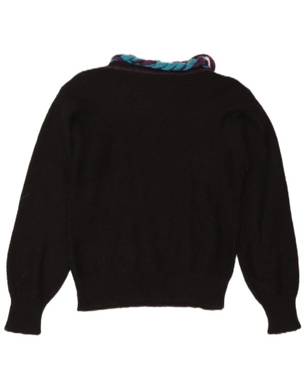 Maglione vintage da donna con scollo a barca IT 46 grande nero