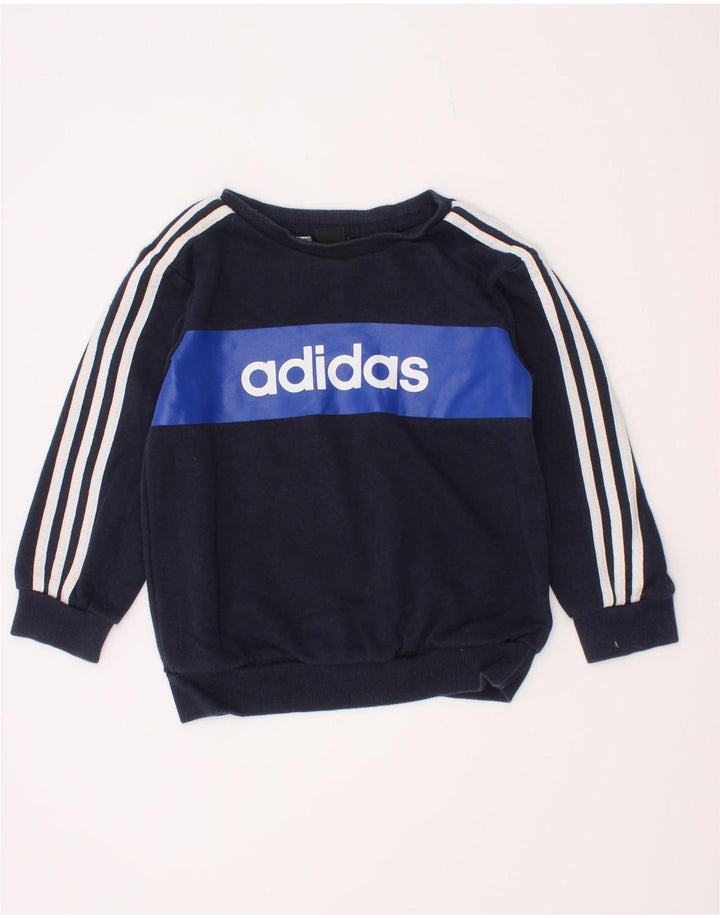 Felpa grafica Adidas da ragazzo, 2-3 anni, in cotone blu navy