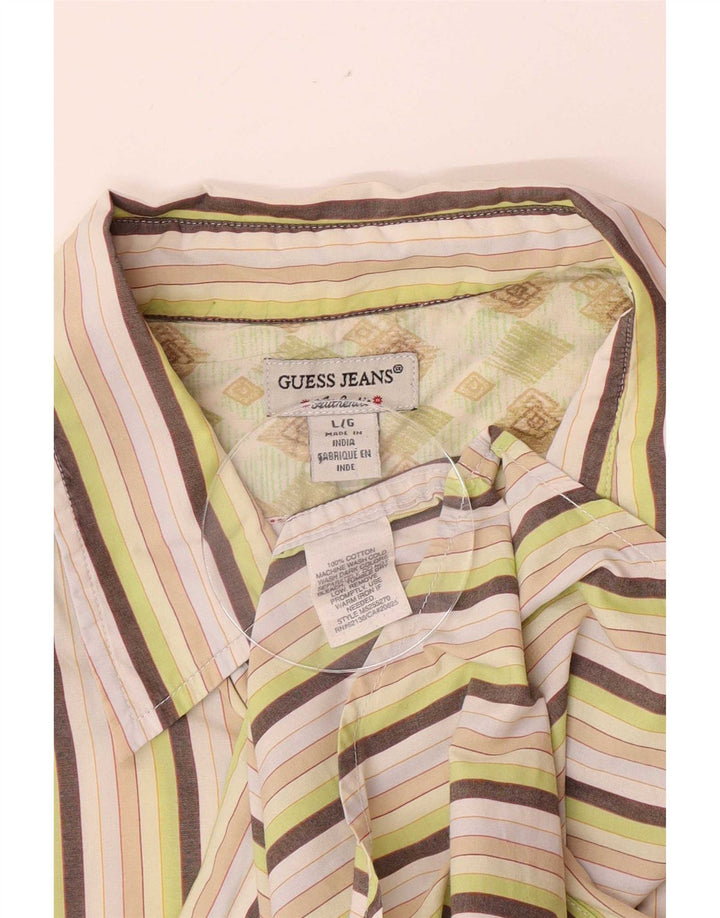 Camicia Uomo Guess Large in Cotone a Righe Multicolori