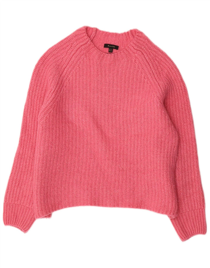 Massimo Dutti Maglione da donna oversize con scollo a barca UK 10 piccolo rosa
