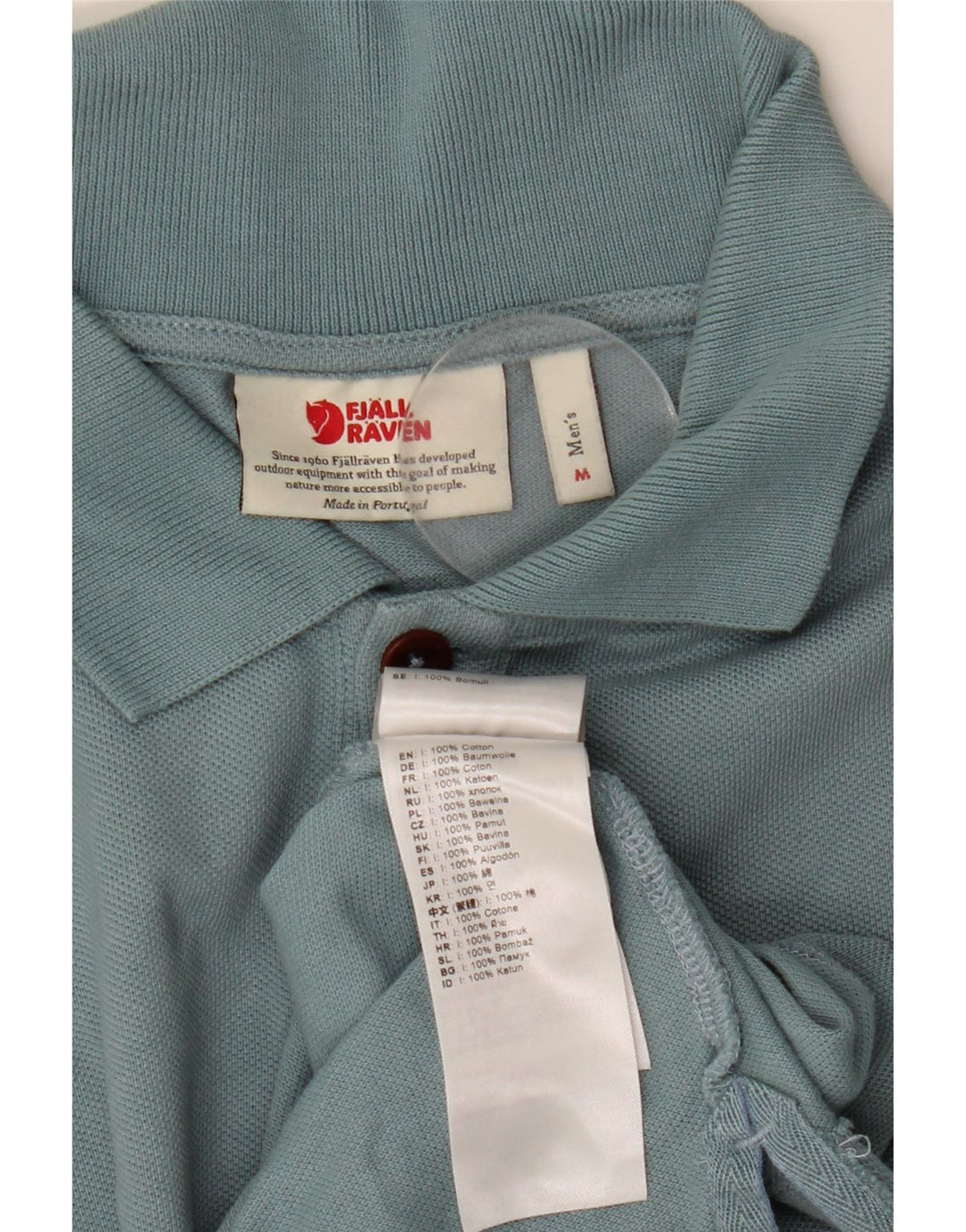 Polo da uomo Fjall Raven in cotone blu medio