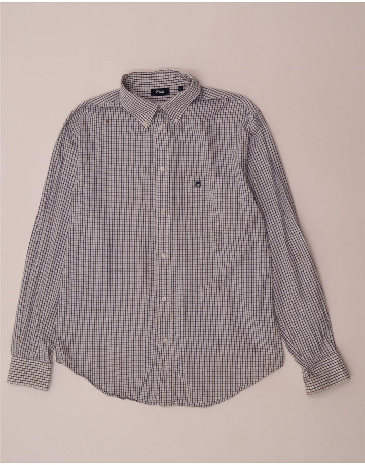 Camicia Fila da uomo in cotone a quadri blu medio
