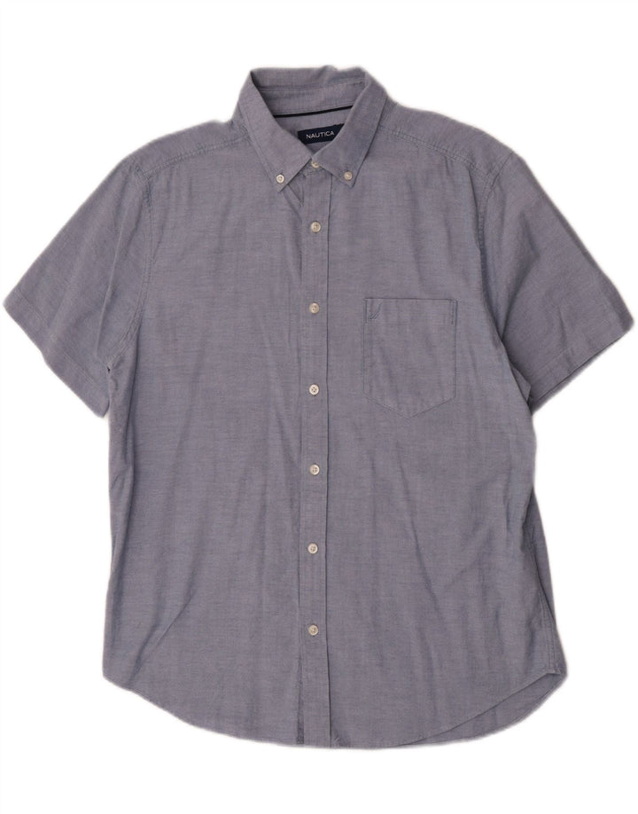 Camicia da uomo a maniche corte Nautica Large in cotone blu