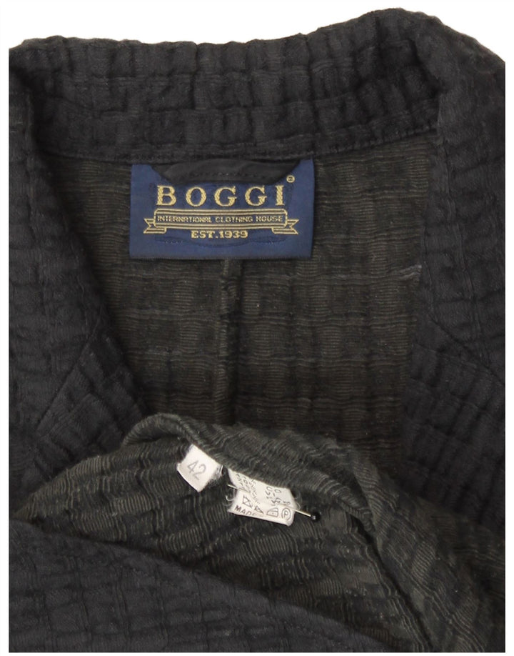 Giacca blazer da donna a 3 bottoni in maglia Boggi IT 42 cotone a righe nere medie
