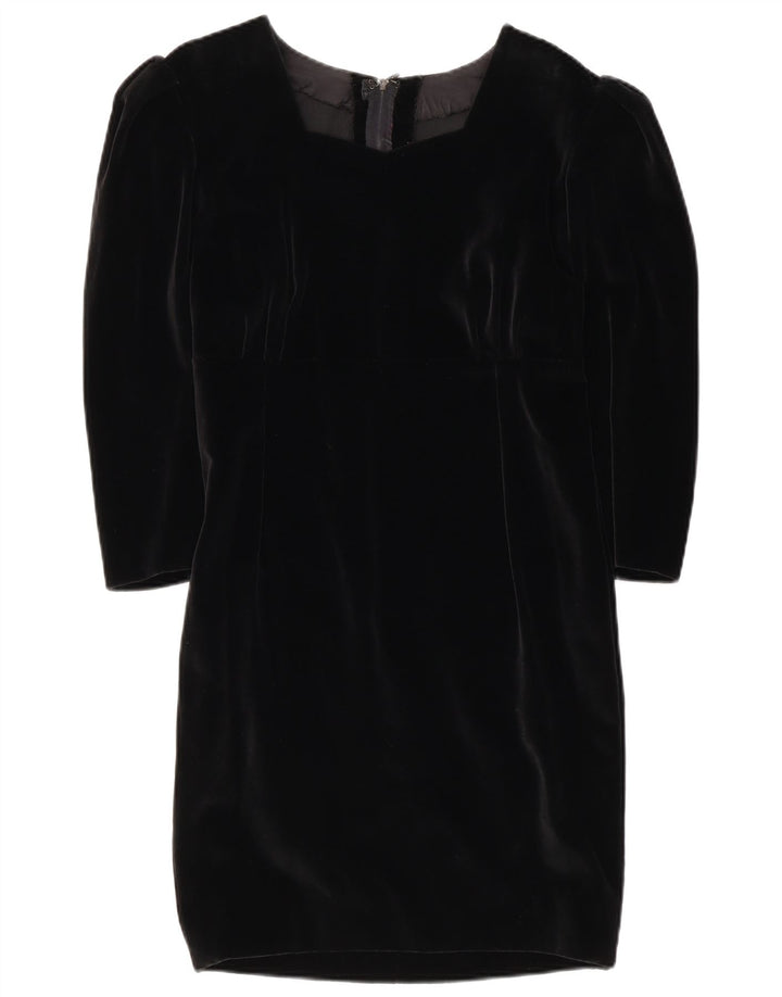 Abito tubino vintage da donna con maniche a 3/4 UK 10 piccolo nero