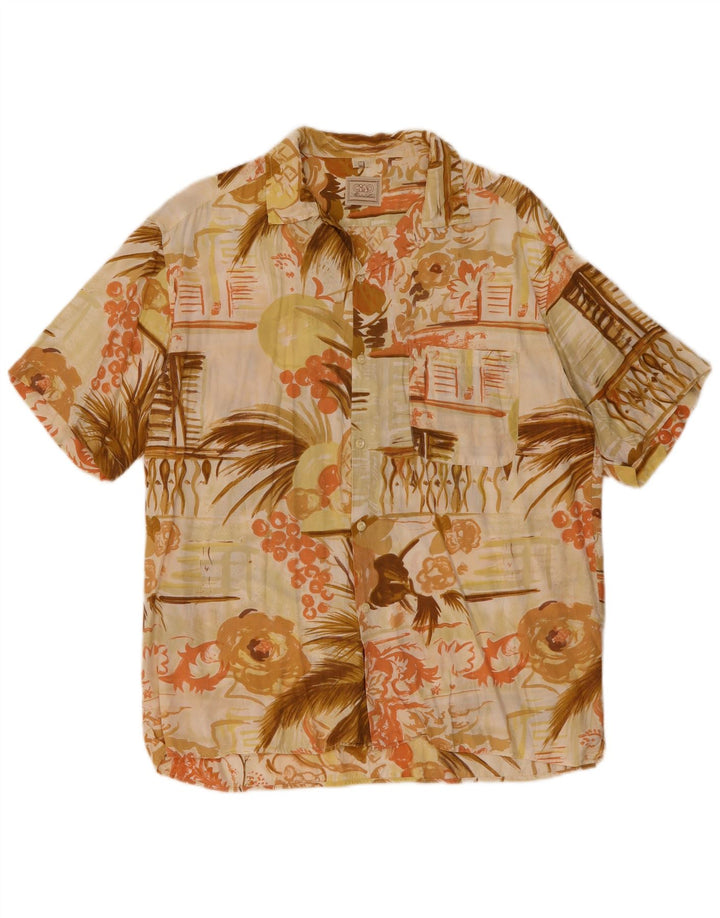 Camicia a maniche corte da uomo CIAO beige medio floreale