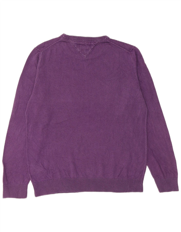Maglione maglione girocollo da uomo Tommy Hilfiger cotone viola medio