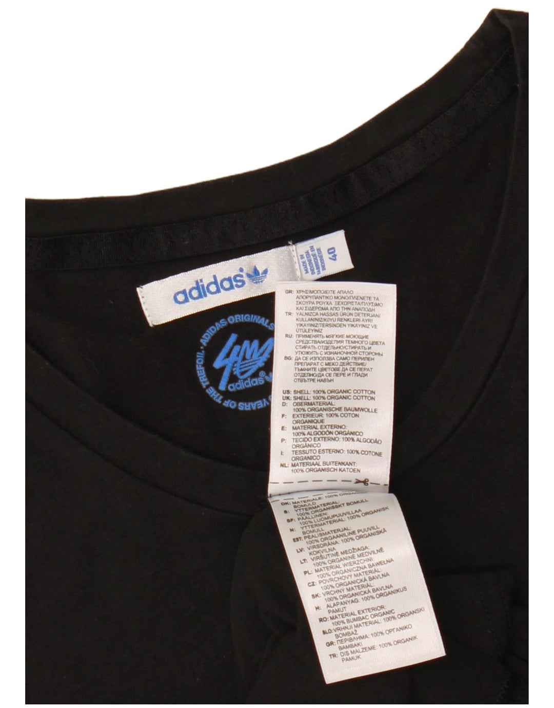 T-shirt grafica da donna ADIDAS Top IT 40 Small in cotone nero