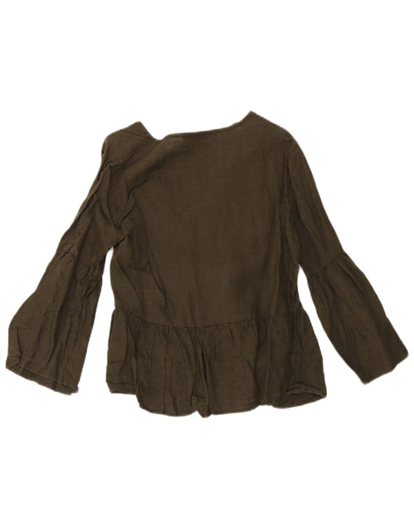 Camicetta da donna Zara UK 10 piccola in lino verde