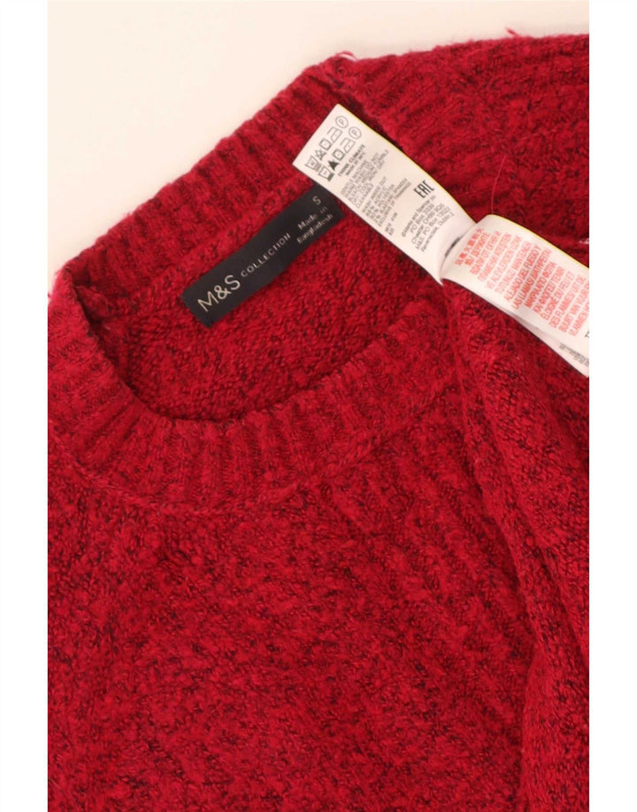 Maglione maglione girocollo oversize da donna Marks & Spencer UK 10 piccolo rosso