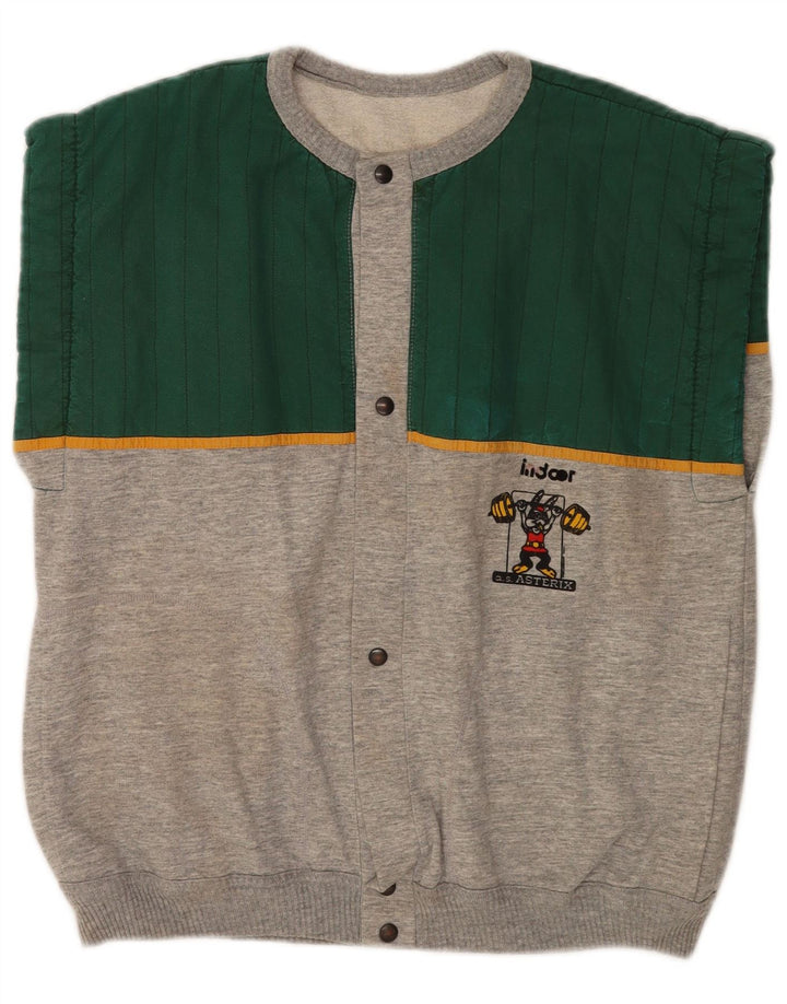 Giacca da ginnastica vintage da uomo senza maniche, grande color grigio