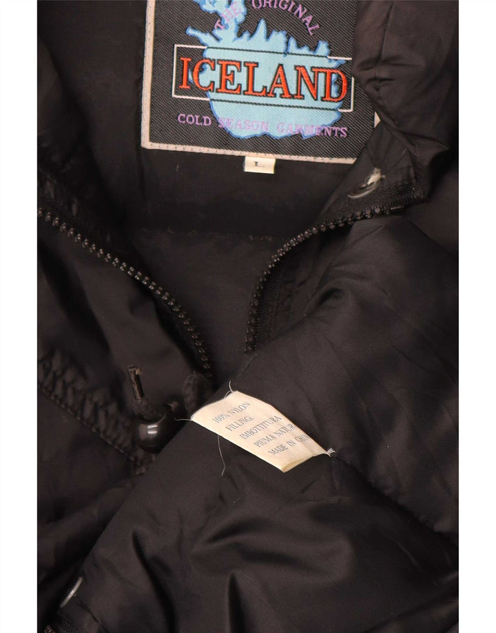 Giacca imbottita oversize da donna islandese UK 16 grande nylon nero