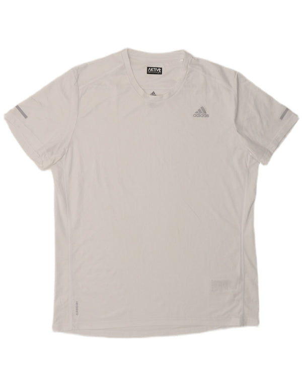 Adidas Uomo Aeroready Regular T-shirt Top Large Bianco Poliestere Sport