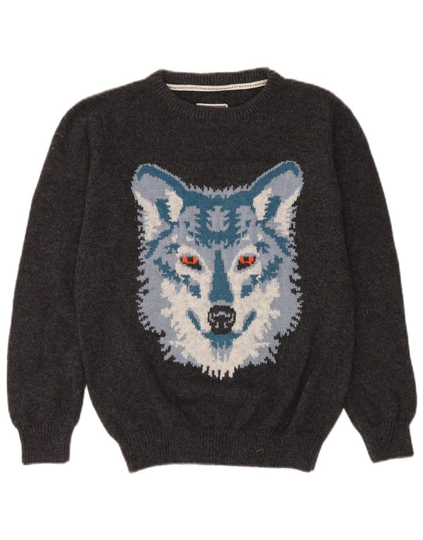 Maglione da donna con scollo a barca con grafica Fat Face UK 12 Cotone grigio medio