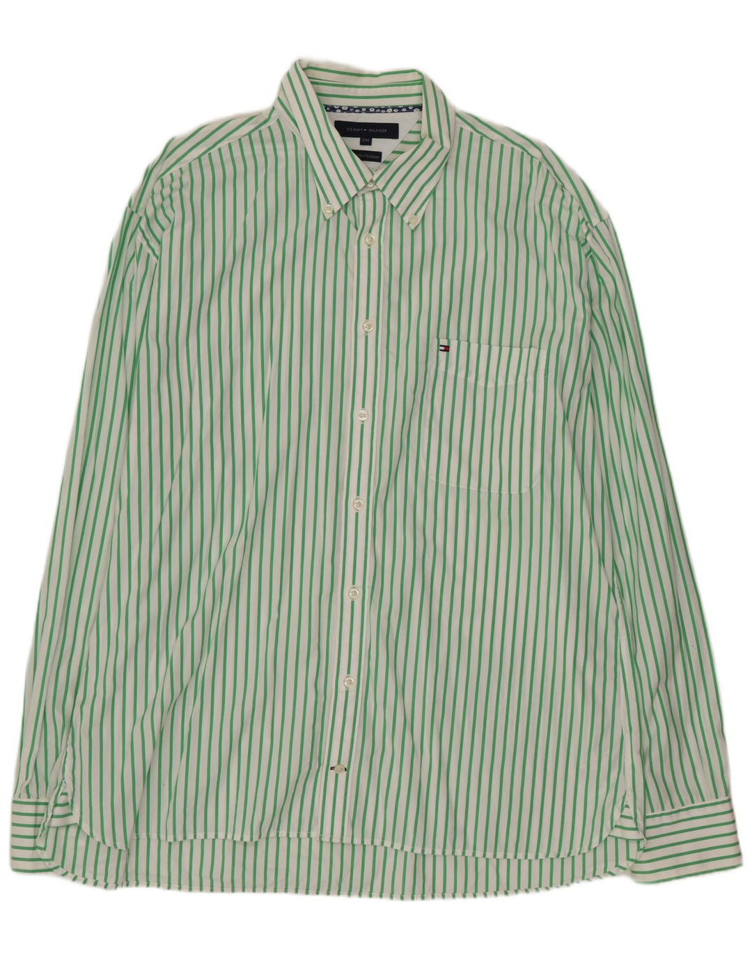 TOMMY HILFIGER Camicia da uomo 2XL Cotone gessato verde