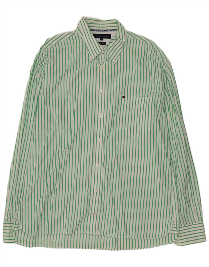 TOMMY HILFIGER Camicia da uomo 2XL Cotone gessato verde