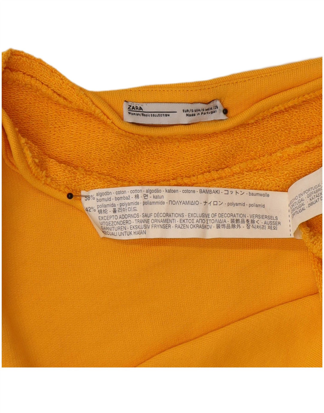 Felpa Zara da donna oversize con maniche a 3/4, taglia UK 10, piccola, gialla