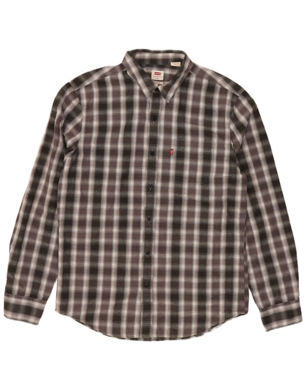 Camicia Levi's da uomo vestibilità standard in cotone a quadri grigio medio
