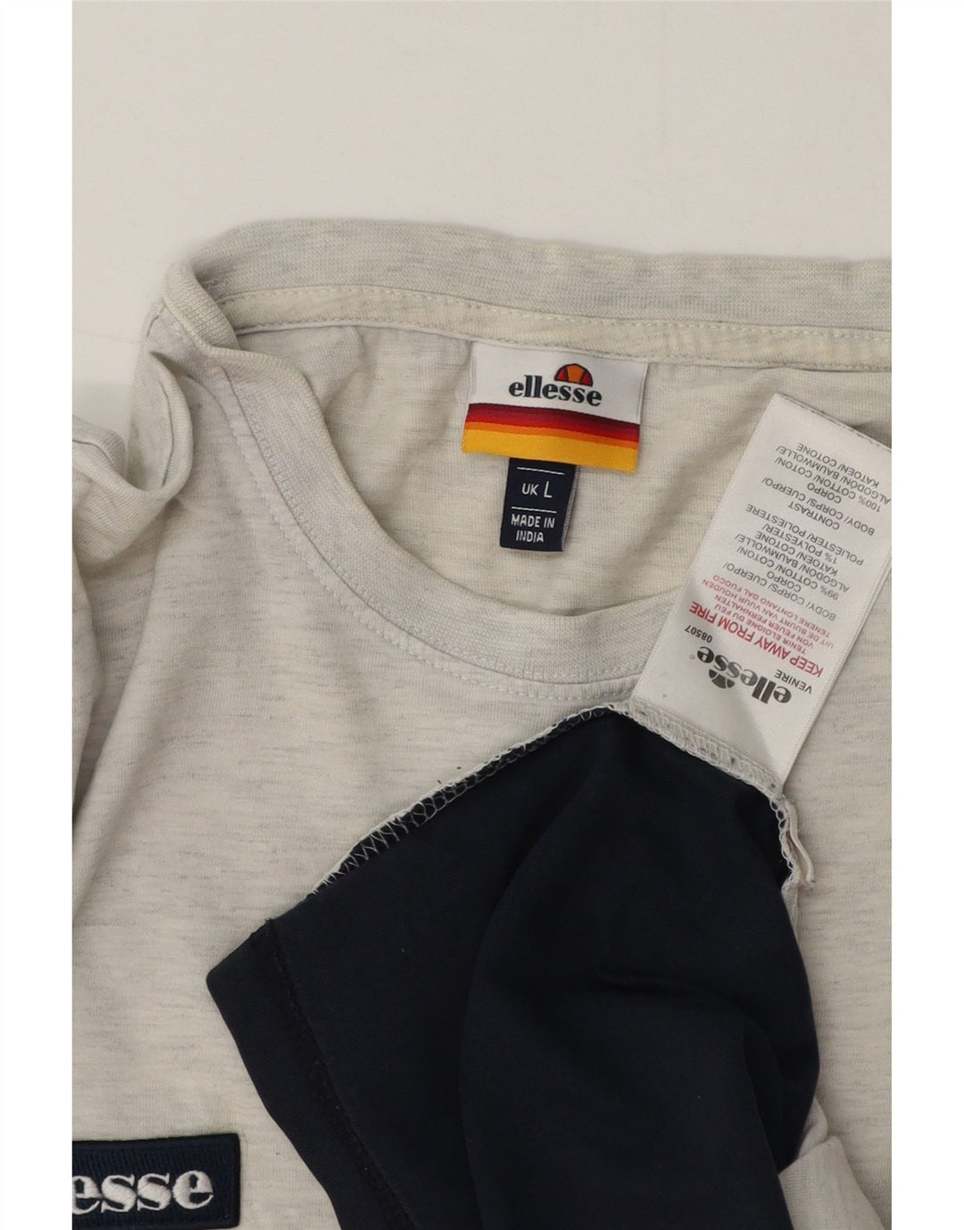 T-shirt da uomo Ellesse Top Large in cotone color block grigio