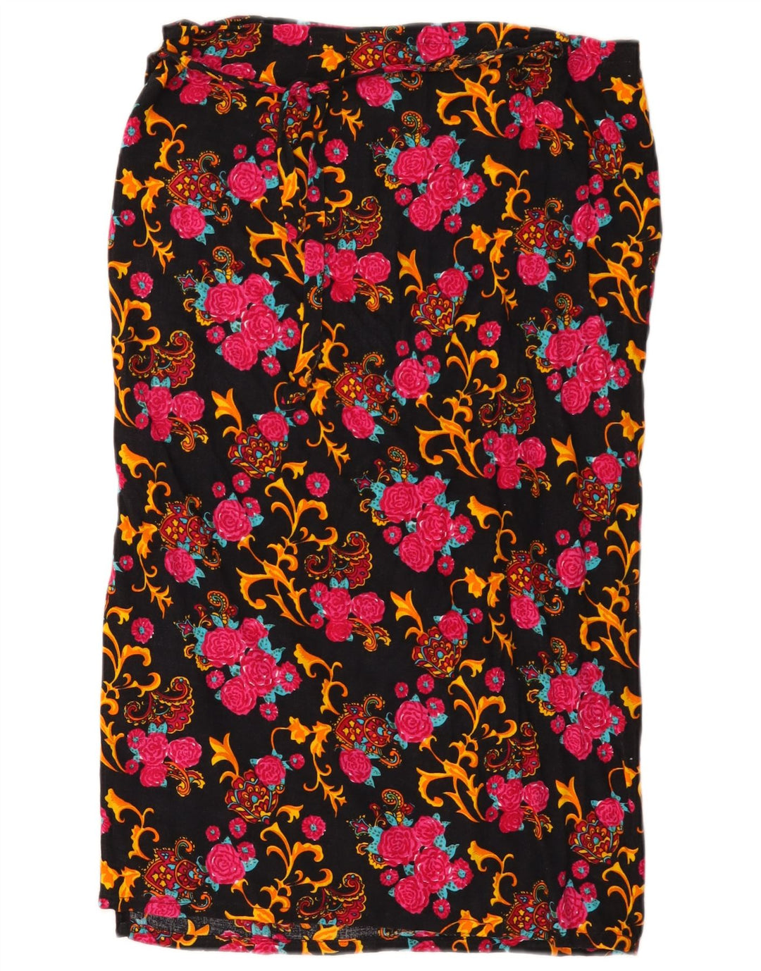 Gonna a portafoglio da donna vintage W32 grande poliestere floreale multicolore