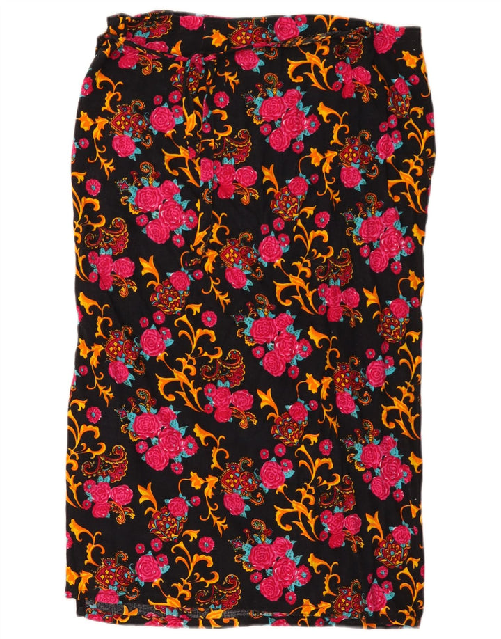 Gonna a portafoglio da donna vintage W32 grande poliestere floreale multicolore