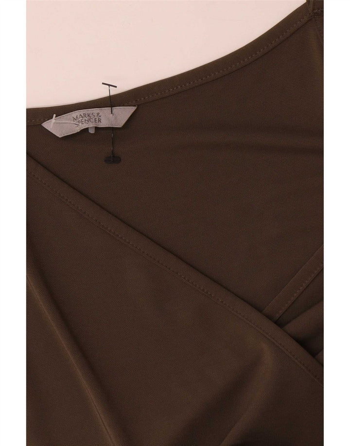 Abito a trapezio senza maniche da donna Marks & Spencer UK 12 medio cachi