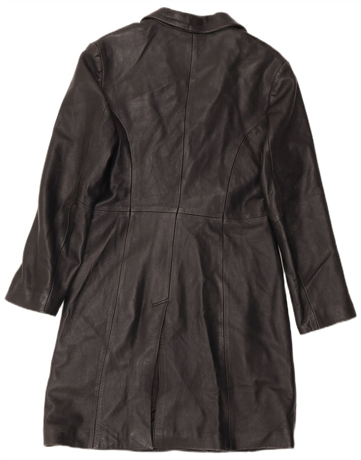 Soprabito in pelle da donna vintage UK 12 in pelle nera media