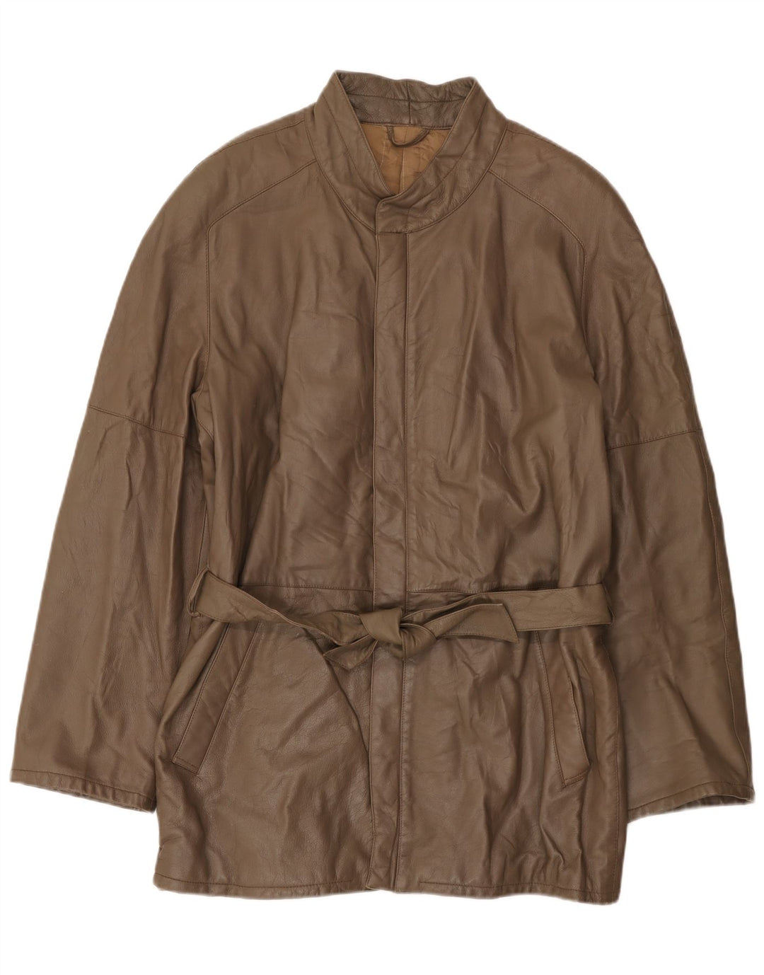 Giacca in pelle vintage da uomo IT 56 3XL Marrone