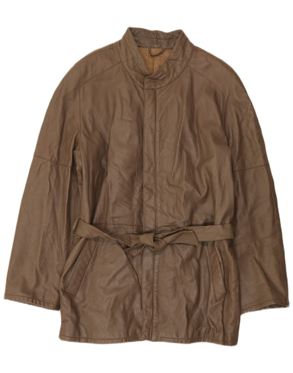 Giacca in pelle vintage da uomo IT 56 3XL Marrone