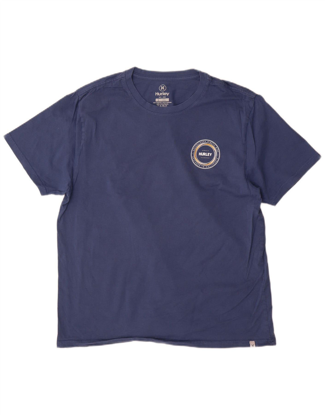 T-shirt grafica da uomo Hurley Top grande in cotone blu