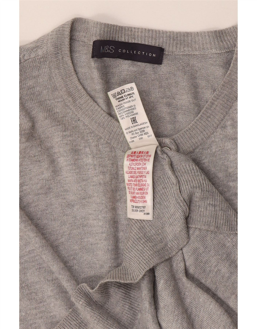 Maglione cardigan da donna Marks & Spencer UK 14 Viscosa grigio medio