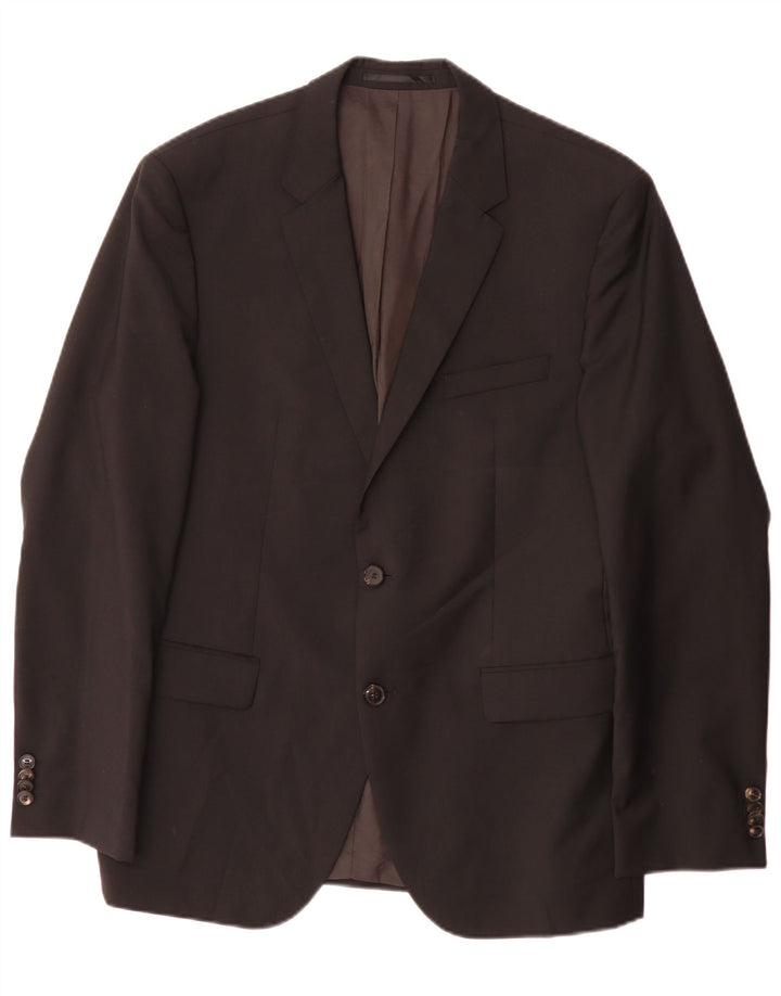 Giacca blazer da uomo a 2 bottoni Hugo Boss EU 52 grande lana vergine nera