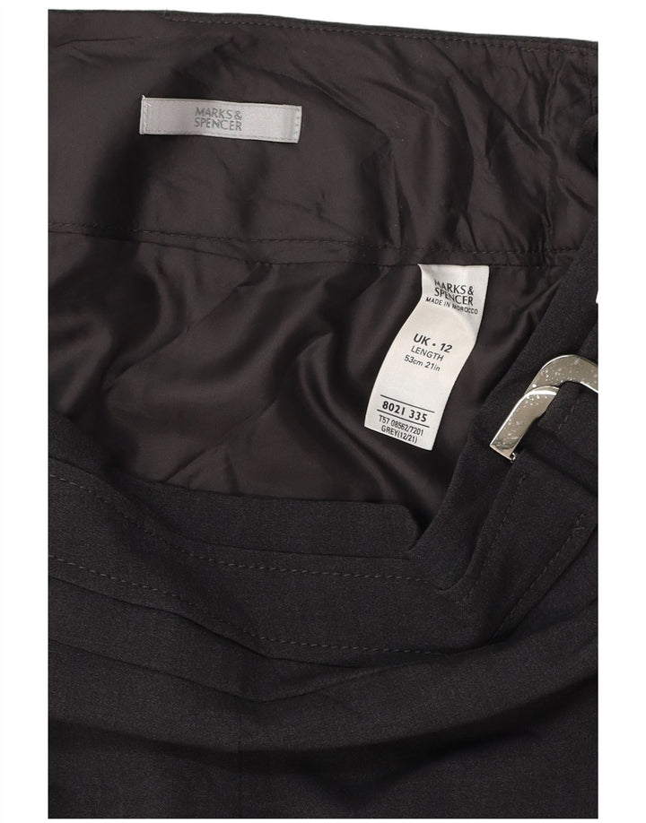 Gonna a trapezio da donna Marks & Spencer UK 12 media W32 poliestere grigio